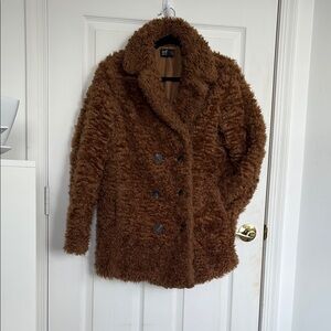 Zara Women's Brown Faux Fur Teddy Coat